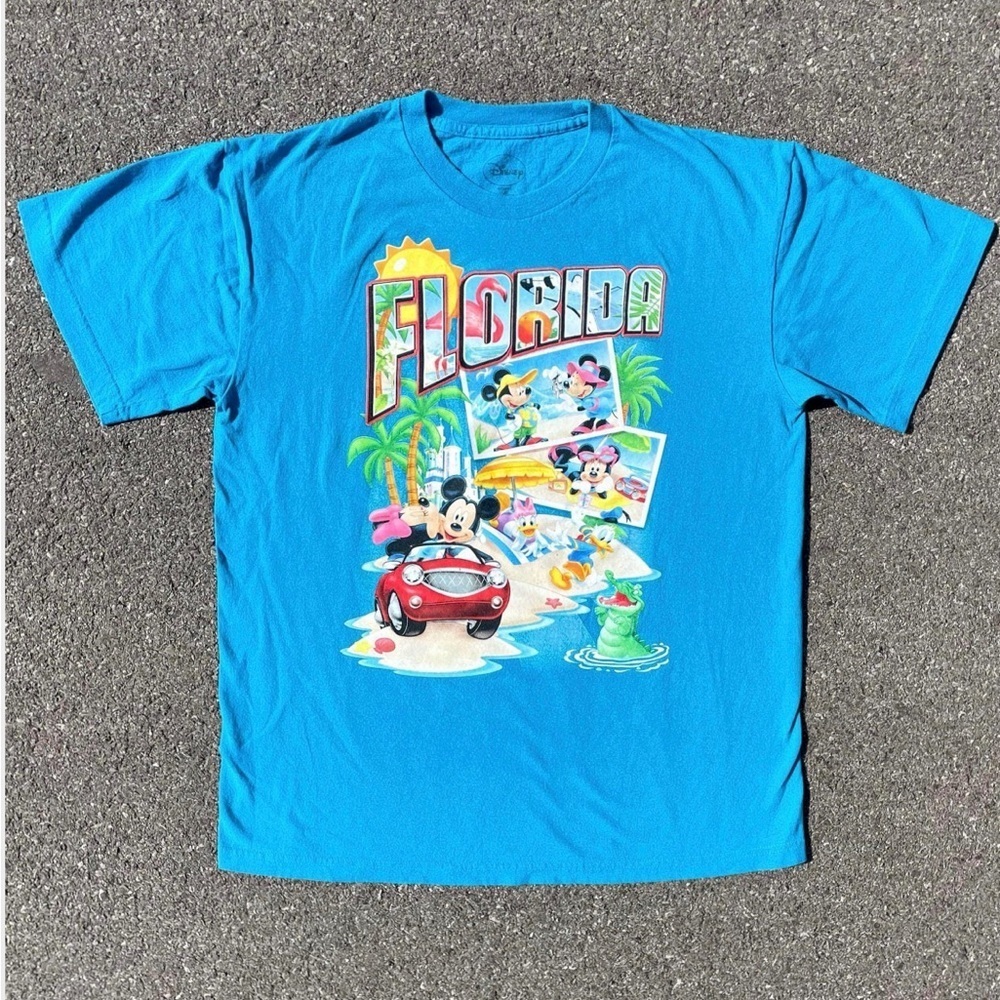 Mickey Minnie Florida Vacation Tick Tock Crocodile 2000s Disney T-Shirt (L)